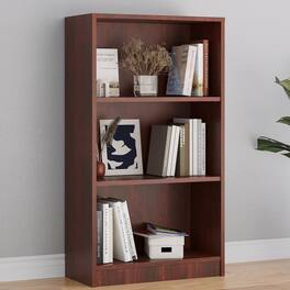 HTUTWOO - 3-Tier Freestanding Wood Bookshelf with Adjustable Shelves, Compact Sturdy for Home Office Bedroom Living Room - Brown