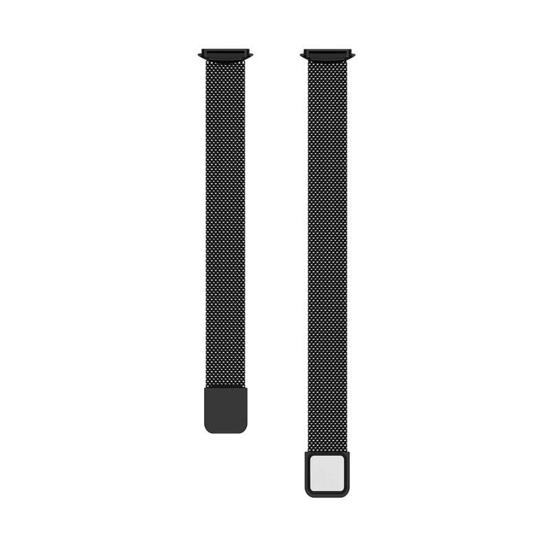 Left. StrapsCo - Milanese Bracelet Stainless Steel Watch Band Strap For Fitbit Luxe - Black.