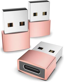 Syntech - USB C Female to USB Male Adapter Pack of 3 USB C to USB Adapter, Type C Charger Cable Power Converter, Rose Gold - Pink
