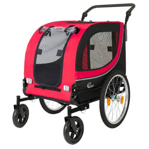 Alt View 1. JUJABU - 2-in-1 Foldable Pet Carrier Cart for Dogs up to 100lbs with Breathable Mesh and PVC Rain Cover, Red.