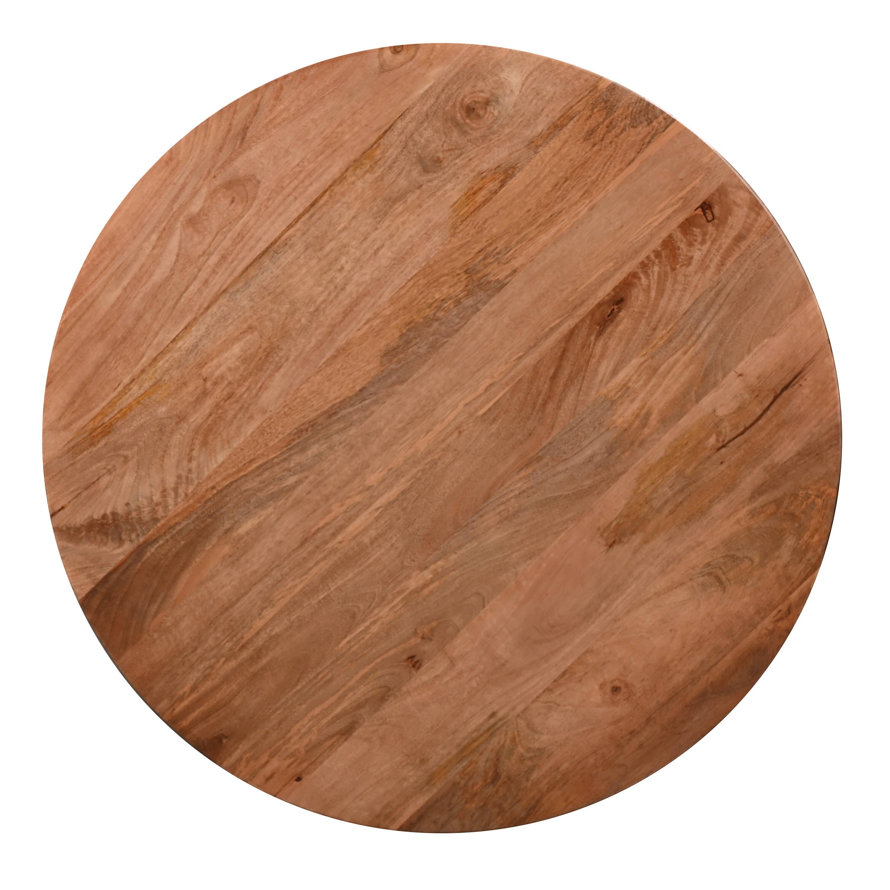Alt View 3. Manhattan Lane - Meridian Coffee Table, 38 Inch Round Top, 3 Column Pillar Legs, Natural Brown Mango Wood - Natural Brown.