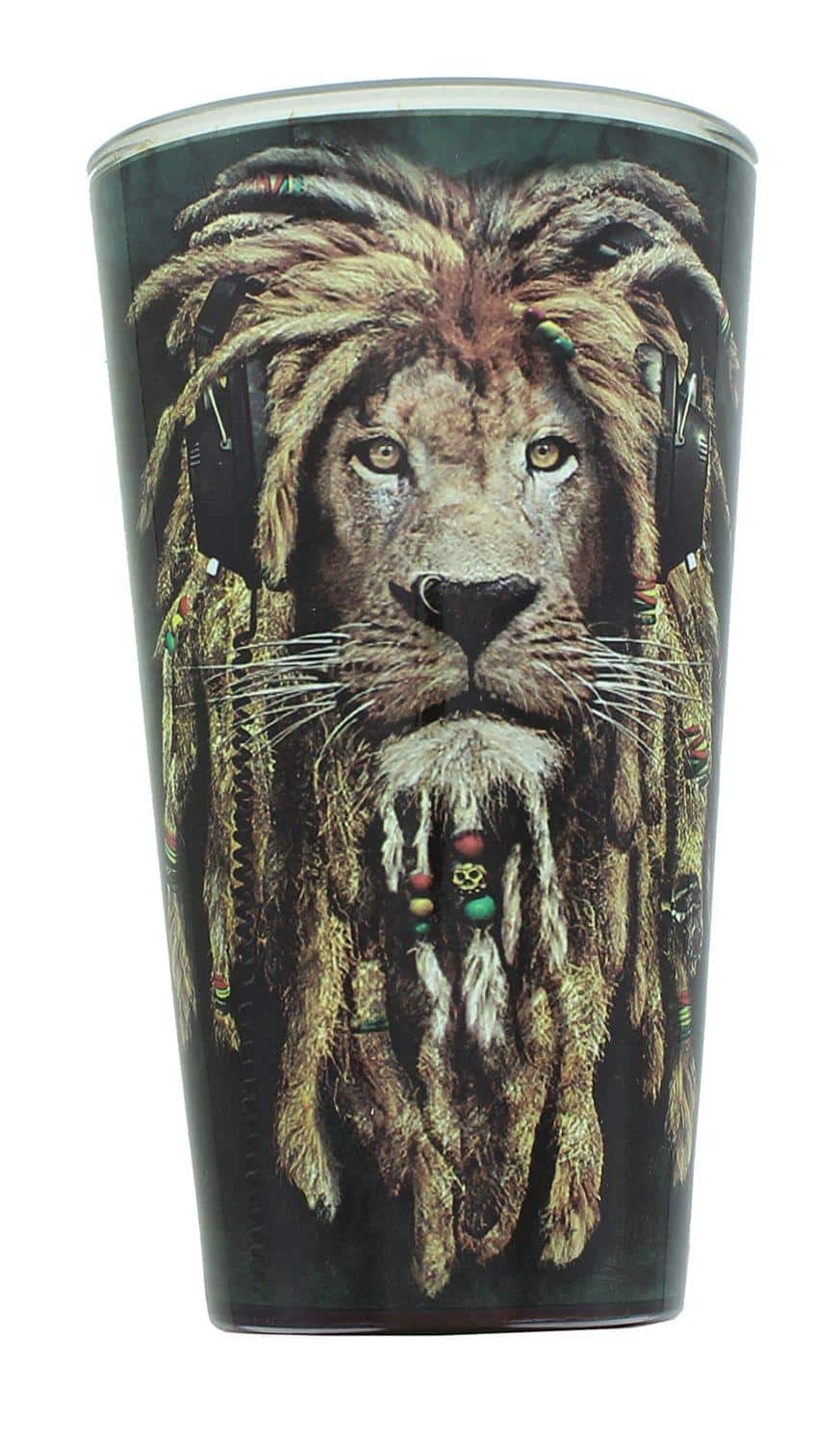 Just Funky - Reggae Jahman Lion 16oz Pint Glass - Black