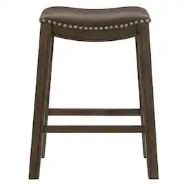 Starlight Canyon Home - Ordway Solid Wood Backless Bar Stool with Saddle Seat for Kitchen Island - Brown