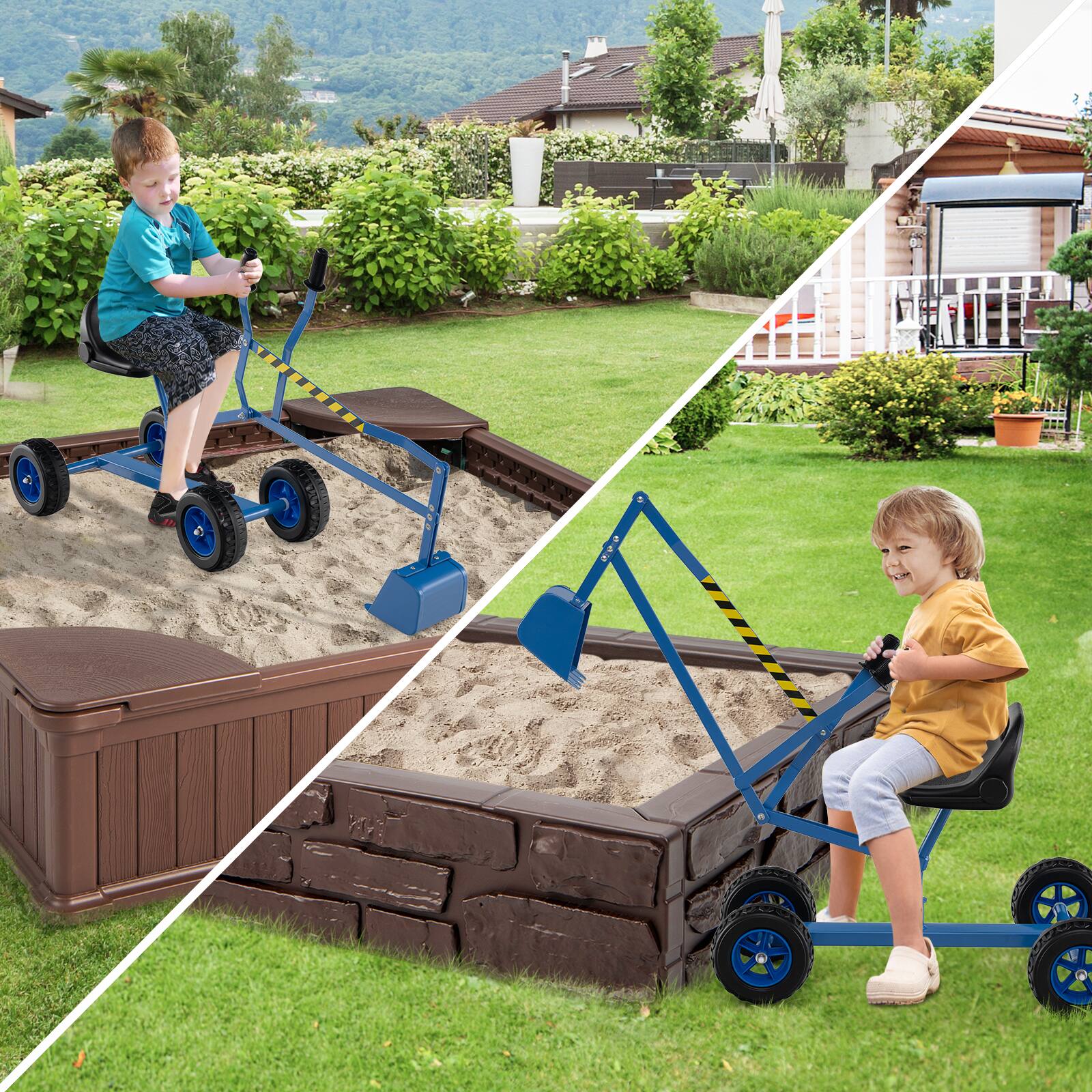 Alt View 3. Gymax - Gymax Sand Digger for Kids w/2-Handed Controls Flexible Shovel 360° Rotatable Function Blue - Blue.
