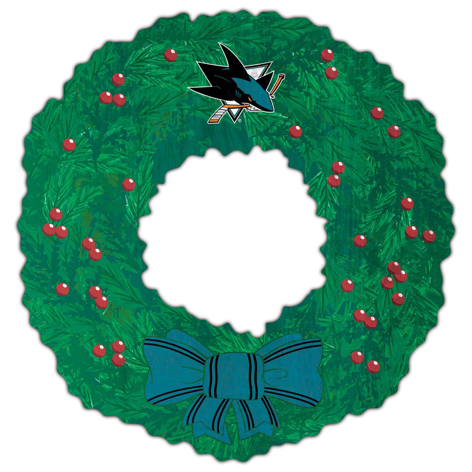 Front. Fan Creations - San Jose Sharks 16'' Team Wreath Sign - Green.