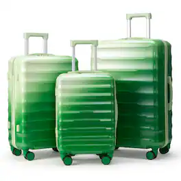 Winado - Carry on Luggage Set 20"/24"/28" 3 Piece PC+ABS Multicolor Hardshell Suitcase Set with TSA Lock & Spinner Wheels - Gradient Green