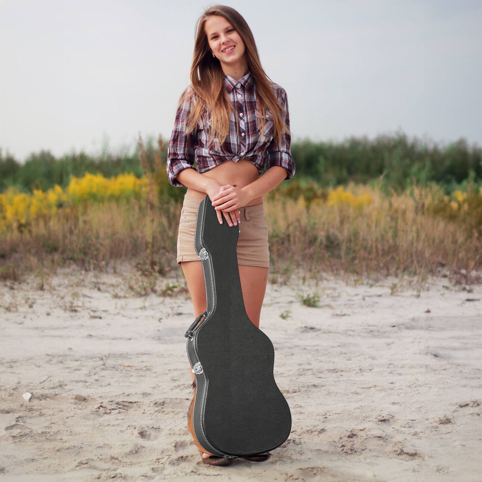 Alt View 5. Winado - Electric Guitar Hard Case, Wooden Hard-Shell Carrying Case for KST-Style 39-Inch Electric Guitar with Lock Latch Padding.