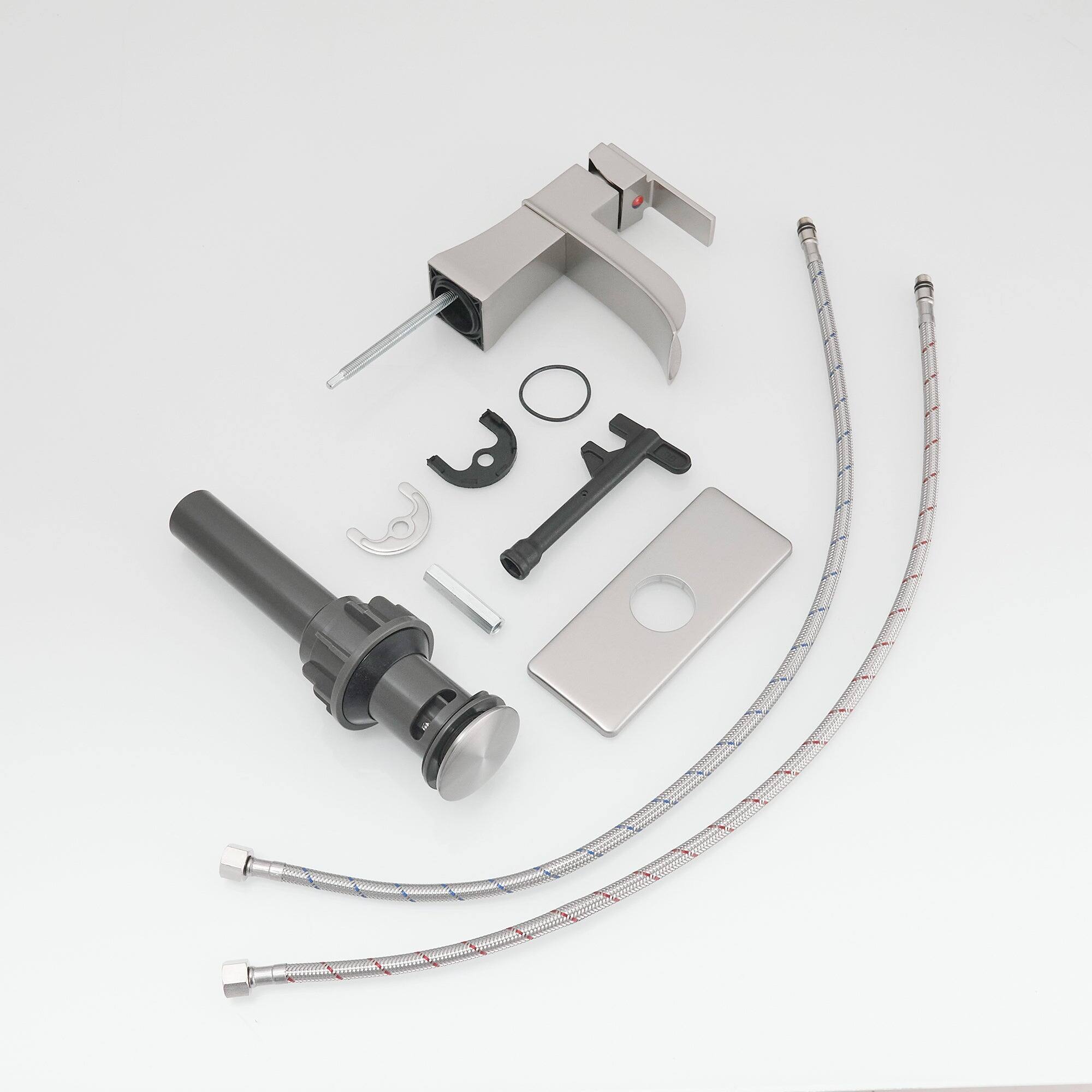 Alt View 1. Boyel Living - Single Handle Single Hole Bathroom Faucet Deck Plate Included Pop Up Drain and Water Supply Hoses in Brushed Nickel - Brushed Nickel.