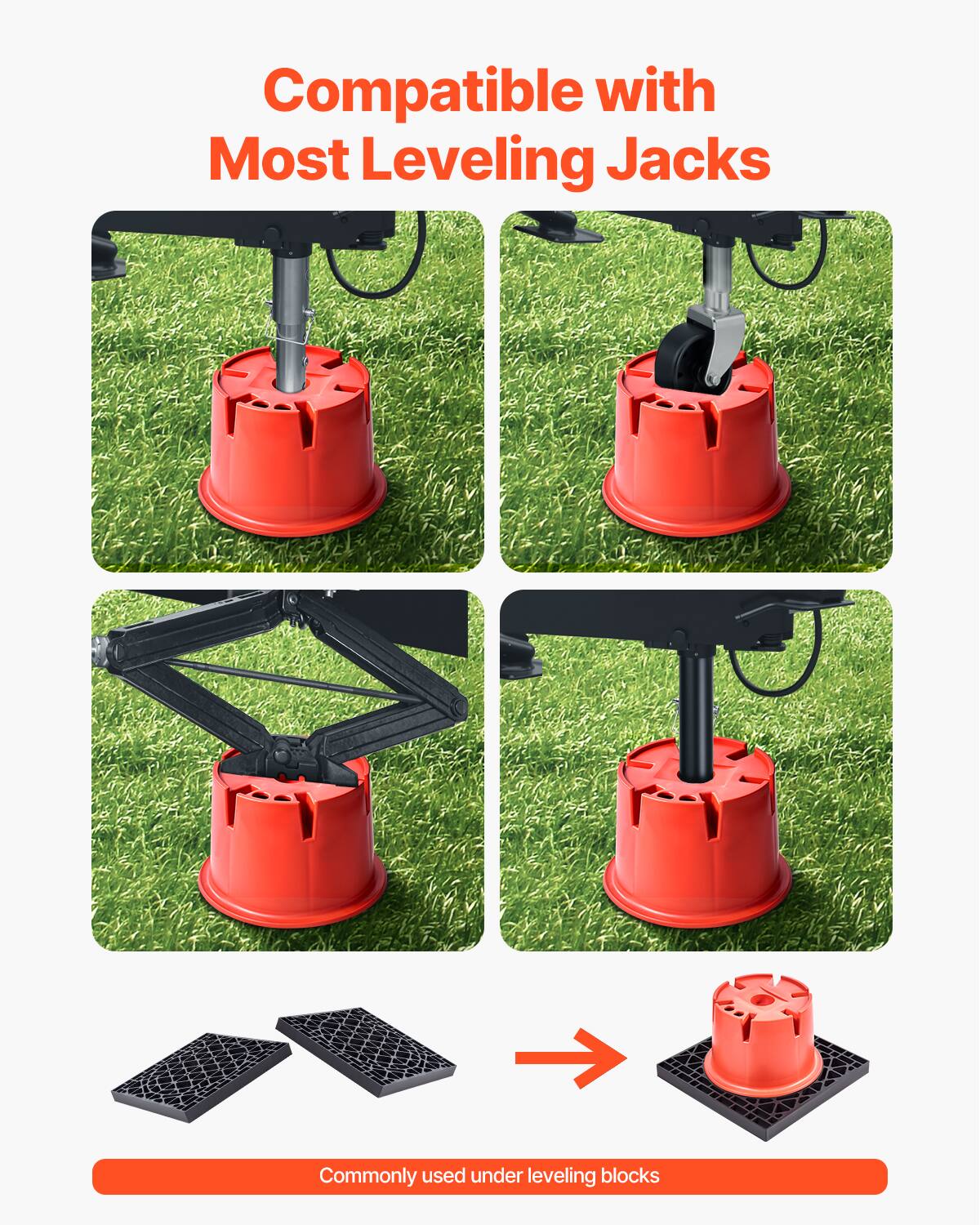 Compatible with Most Leveling Jacks  
Commonly used under leveling blocks