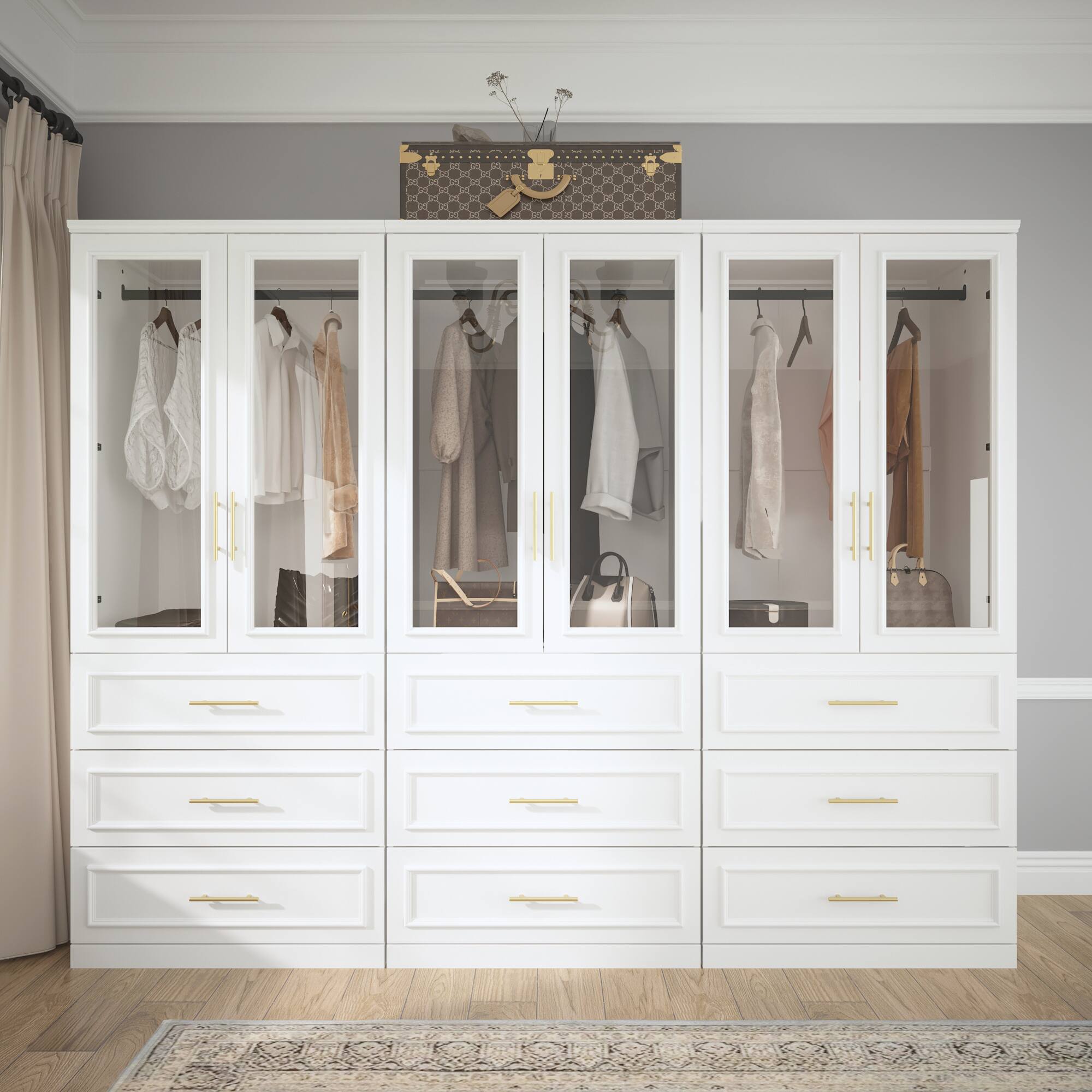 Alt View 8. FUFU & GAGA - FUFU&GAGA  Wardrobe with Tempered Glass & Anti - Tip Design - White.