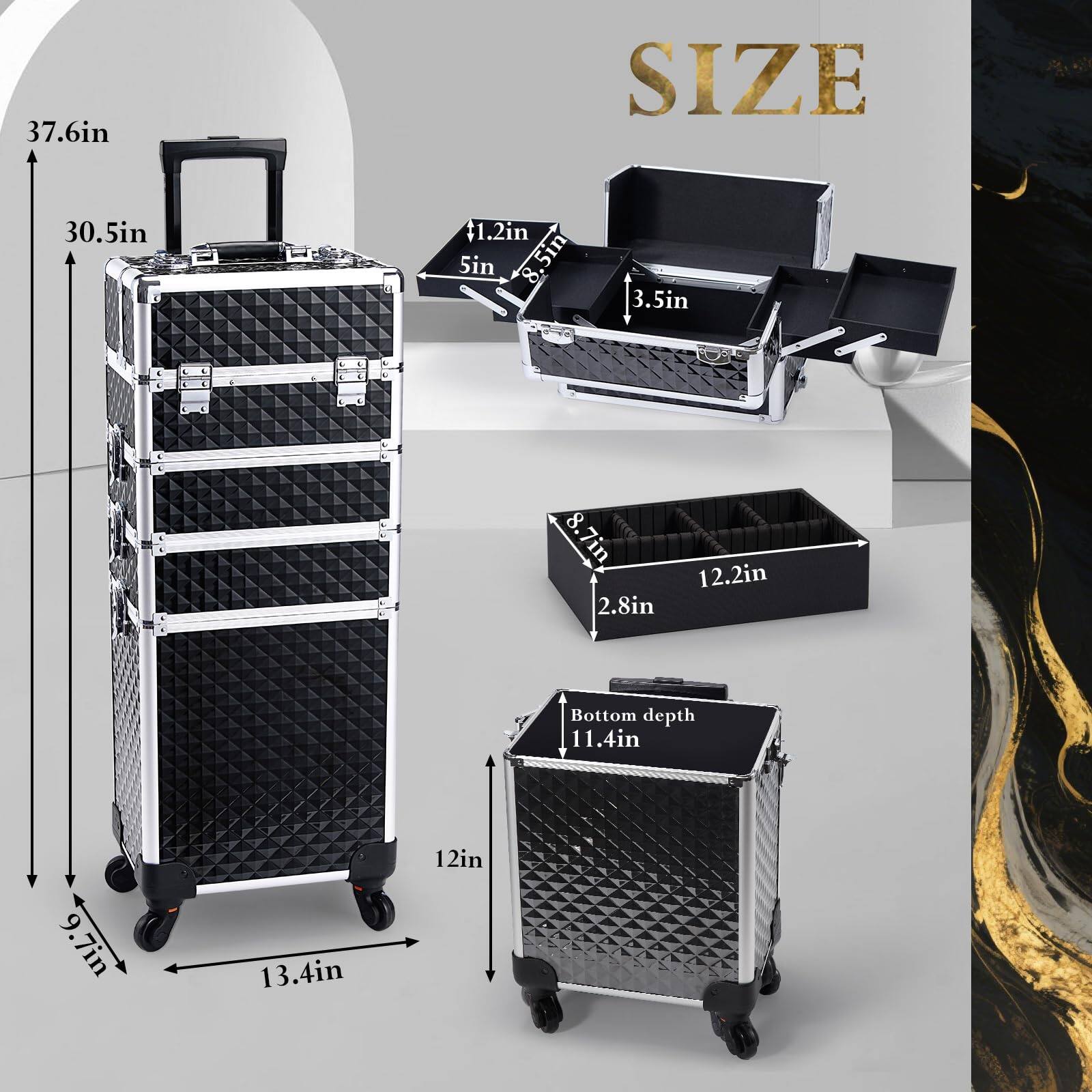 - Height: 37.6in
- Width: 30.5in
- Depth: 13.4in
- Bottom depth: 11.4in
- Handle height: 1.2in
- Side depth: 5in
- Top depth: 3.5in
- Bottom depth: 11.4in
- Side depth: 2.8in
- Bottom depth: 12.2in
- Bottom depth: 9.7in
- Bottom depth: 12in