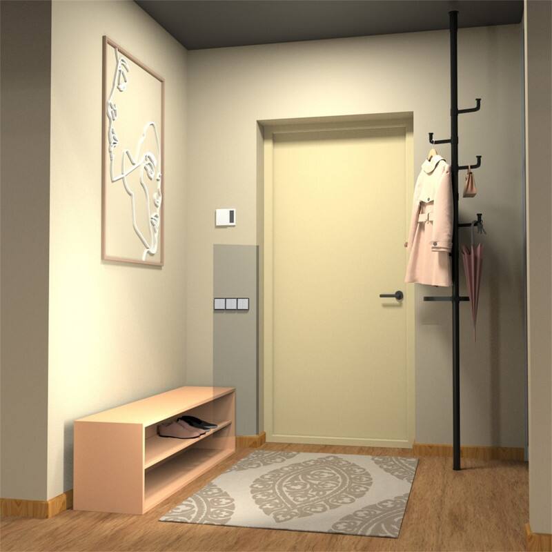 Alt View 6. ALEXOUN - Adjustable Laundry Pole Drying Coat Rack - DIY Floor-to-Ceiling Tension Rod with Trays, Indoor/Balcony Coat & Storage - Black.