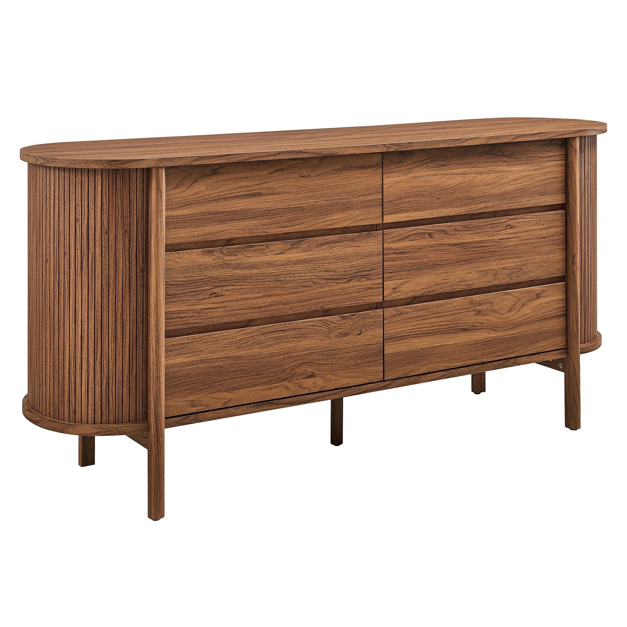 Angle. Modway - Cadence 6-Drawer Curved Dresser by Modway - Walnut.