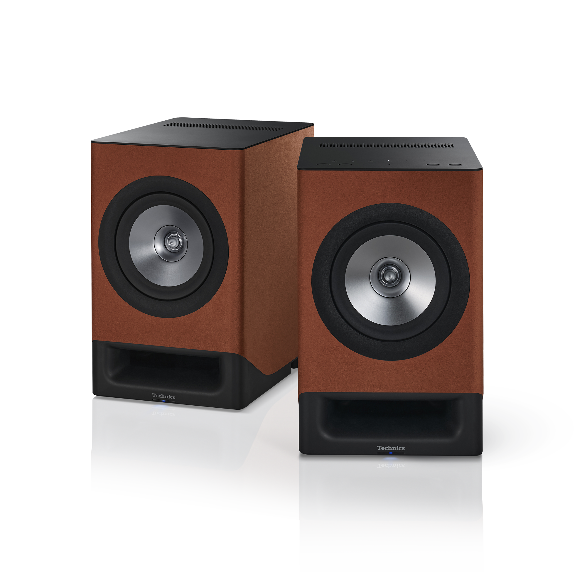 Technics - Premium Class Hi-Res 200W Wireless Bookshelf Networking Speakers - Terracotta Brown - Front_Zoom