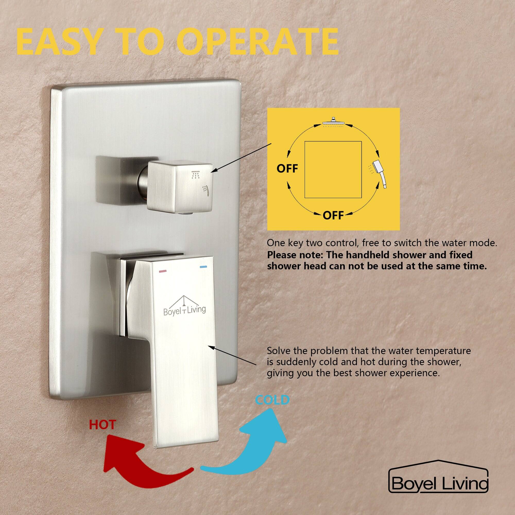EASY TO OPERATE

OFF

One key two control, free to switch the water mode. Please note: The handheld shower and fixed shower head can not be used at the same time.

Boyel Living

Solve the problem that the water temperature is suddenly cold and hot during the shower, giving you the best shower experience.

COLD

HOT

Boyel Living