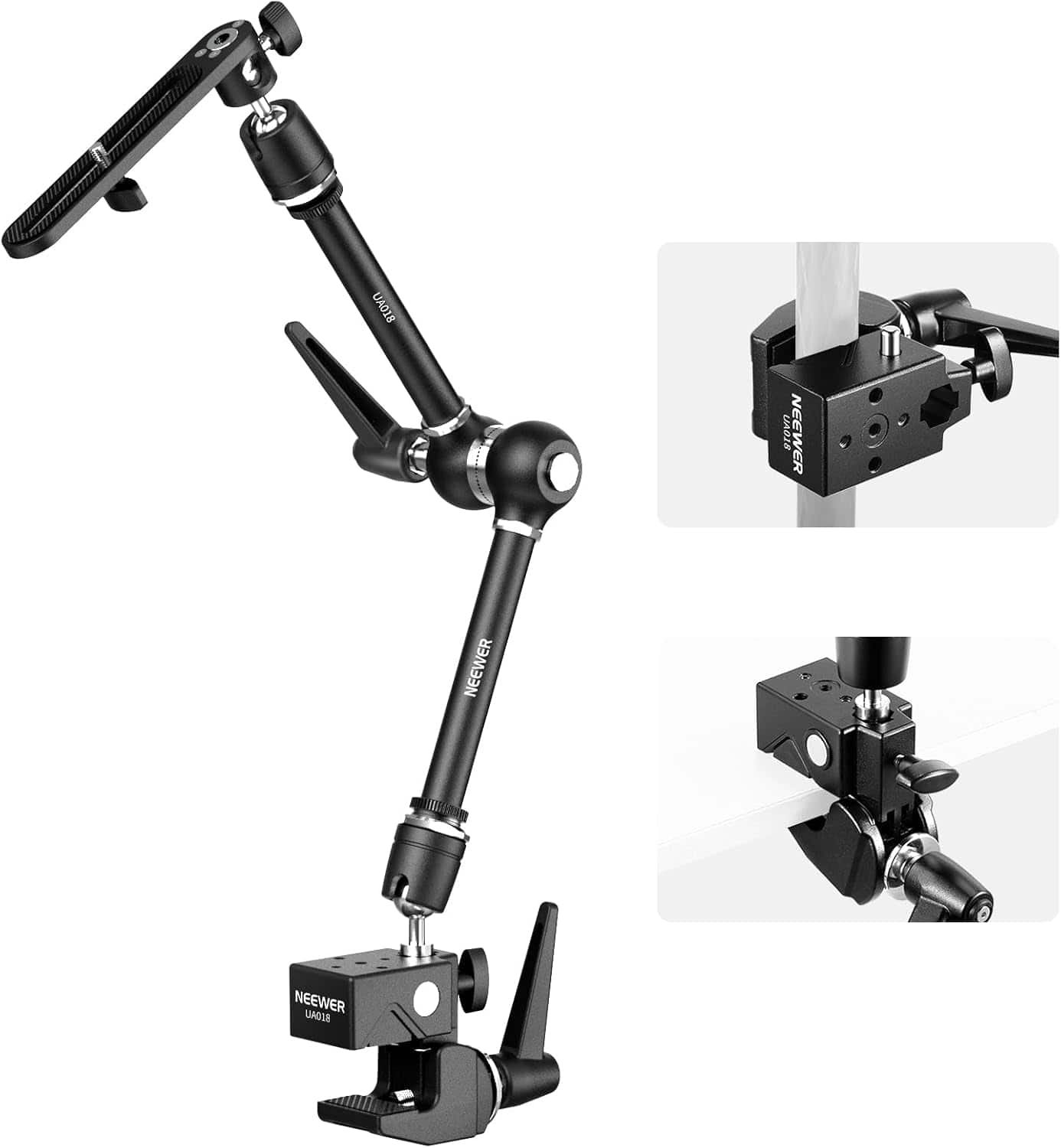 Neewer - 21" Magic Arm with Super Clamp, Dual Ball Head, Multi-Adapter, UA018