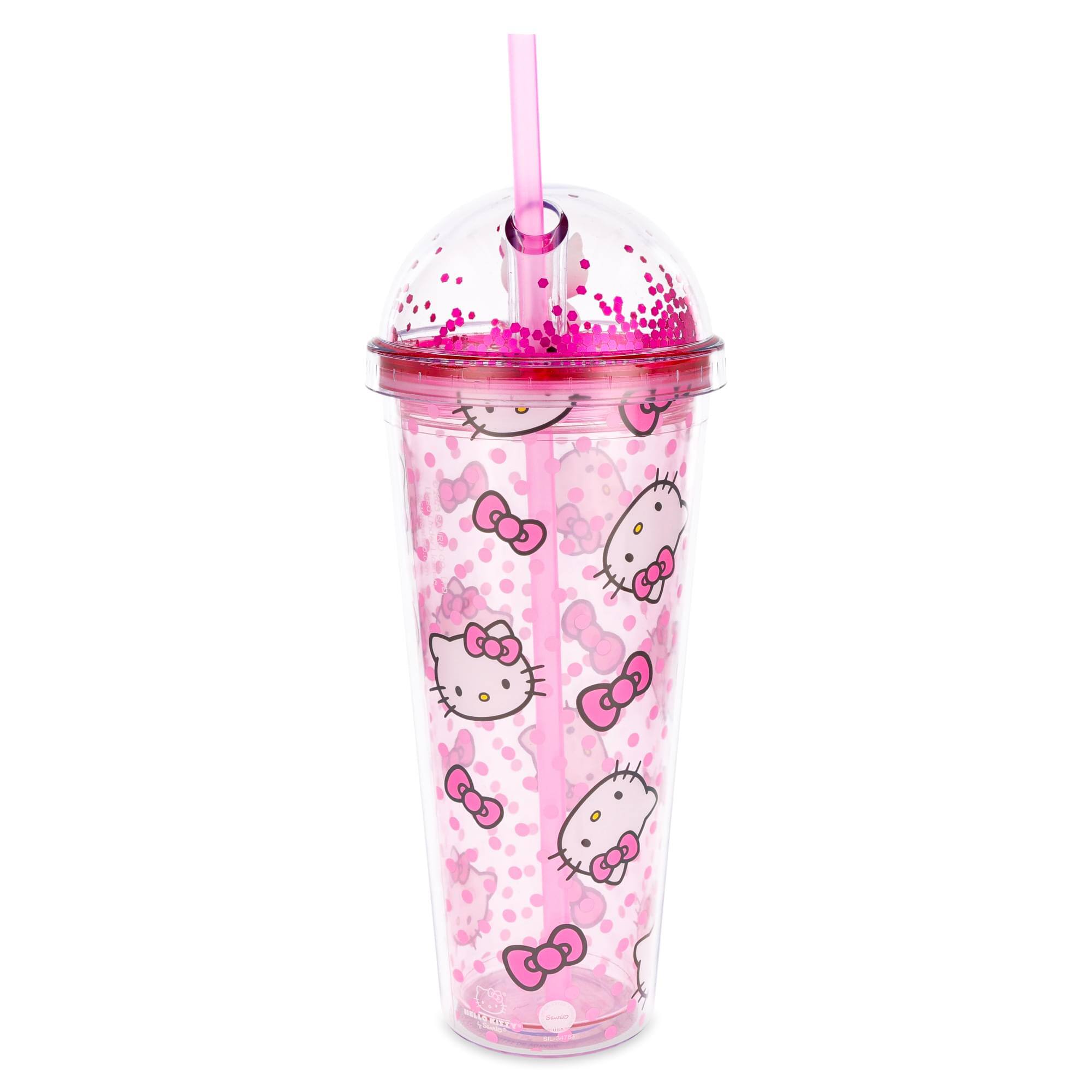 Alt View 1. Silver Buffalo - Sanrio Hello Kitty 24-Ounce Confetti Carnival Cup With Dome Lid and Straw - Pink.