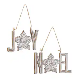 BreeBe - Joy Noel Snowflake Ornament (Set of 12) - Brown, White