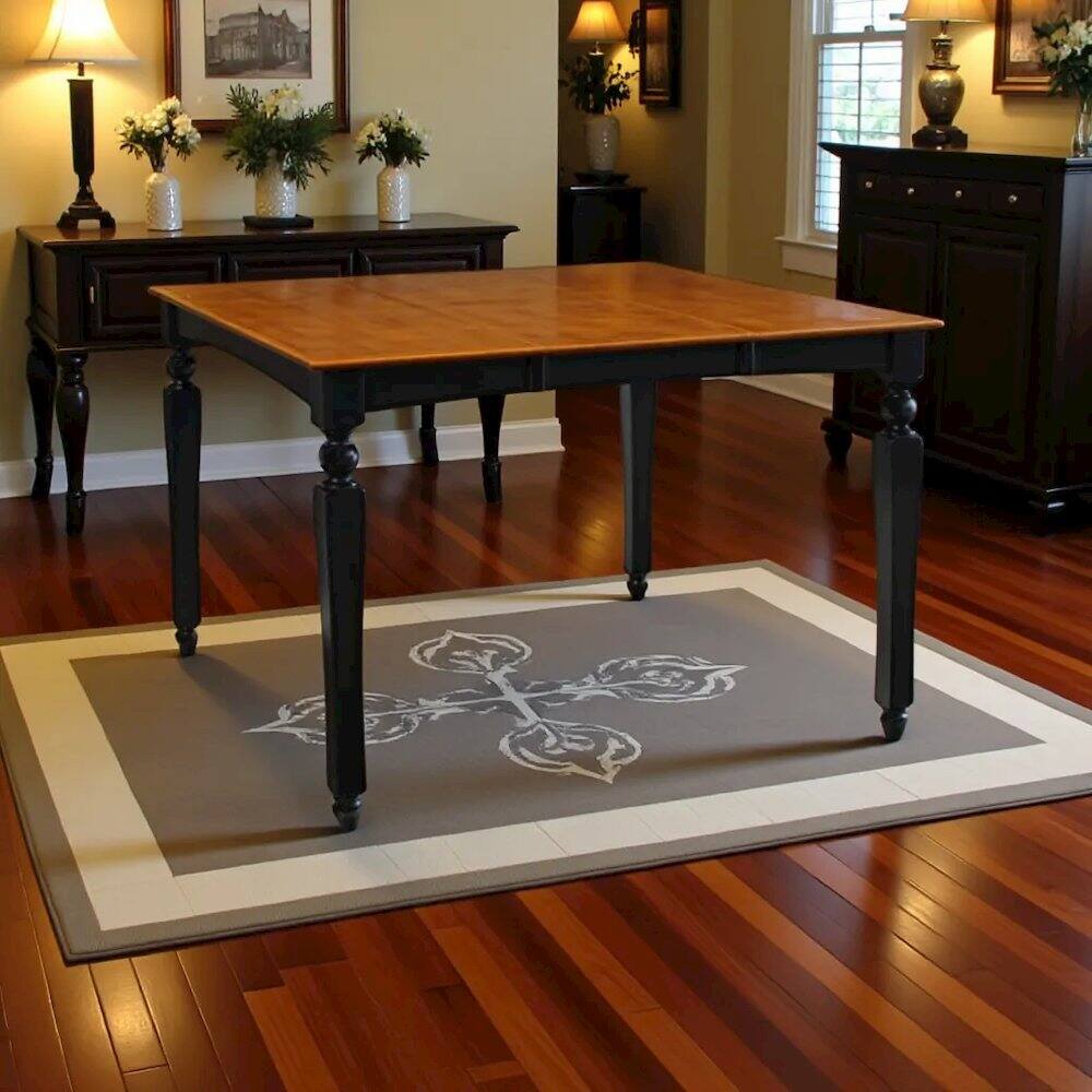 Back. FurniFact - Elegant Black Dining Table – Counter Height Expandable Table for 6 - Black & Cherry.