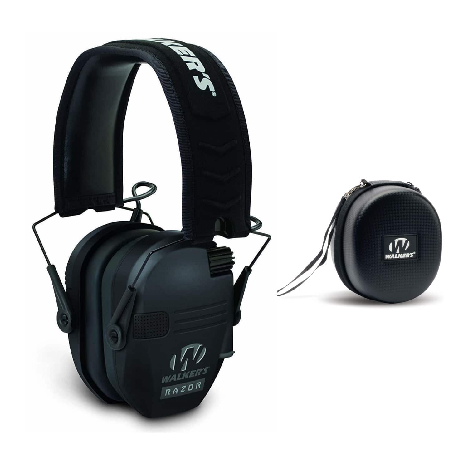 Walkers - Razor Slim Electronic Shooting Hearing Protection Muff with Case - Black