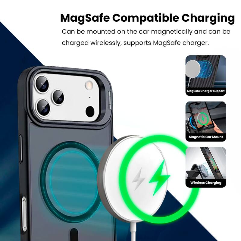 MagSafe Compatible Charging

Can be mounted on the car magnetically and can be charged wirelessly, supports MagSafe charger.

- MagSafe Charger Support
- Magnetic Car Mount
- Wireless Charging