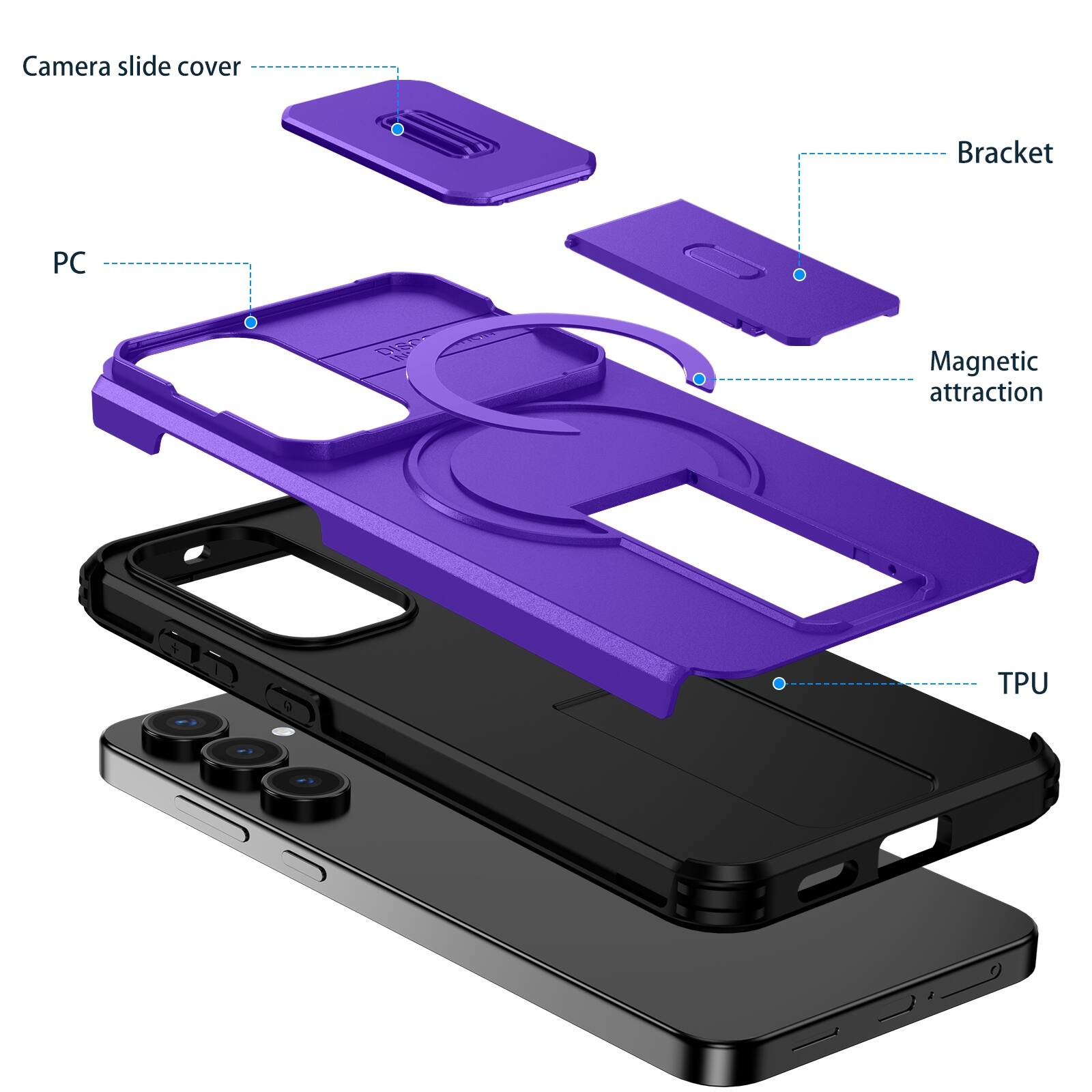 Camera slide cover  
Bracket  
PC  
Magnetic attraction  
TPU