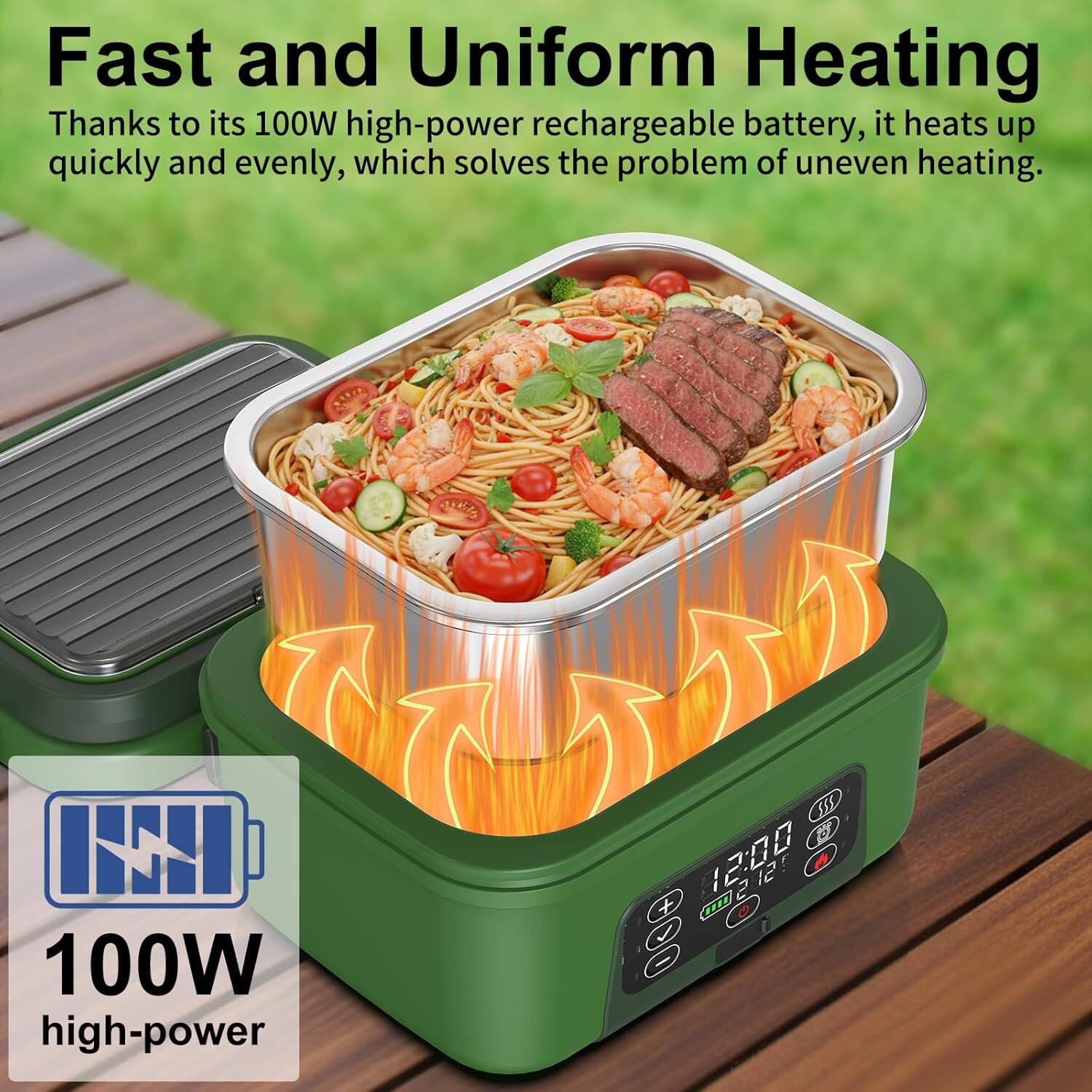 Fast and Uniform Heating

Thanks to its 100W high-power rechargeable battery, it heats up quickly and evenly, which solves the problem of uneven heating.

100W high-power