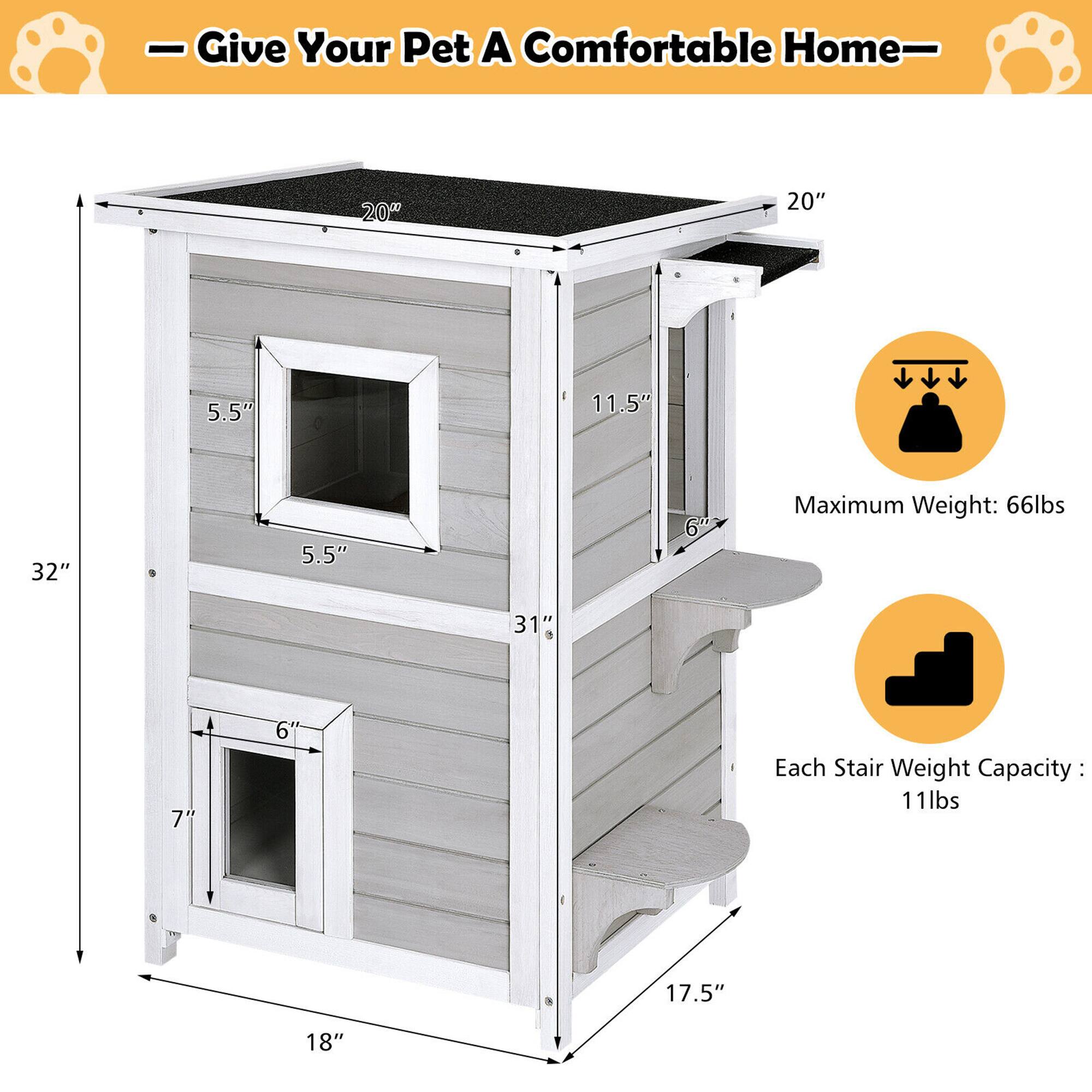 - Give Your Pet A Comfortable Home -

20" x 20" x 11.5" x 32" x 5.5" x 31" x 7" x 18" x 17.5"

Maximum Weight: 66lbs

Each Stair Weight Capacity: 11lbs