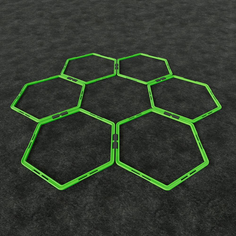 Alt View 4. Power Systems - Hex Agility Rings Set – Speed & Footwork Training Equipment for Multi-Sport - Green.