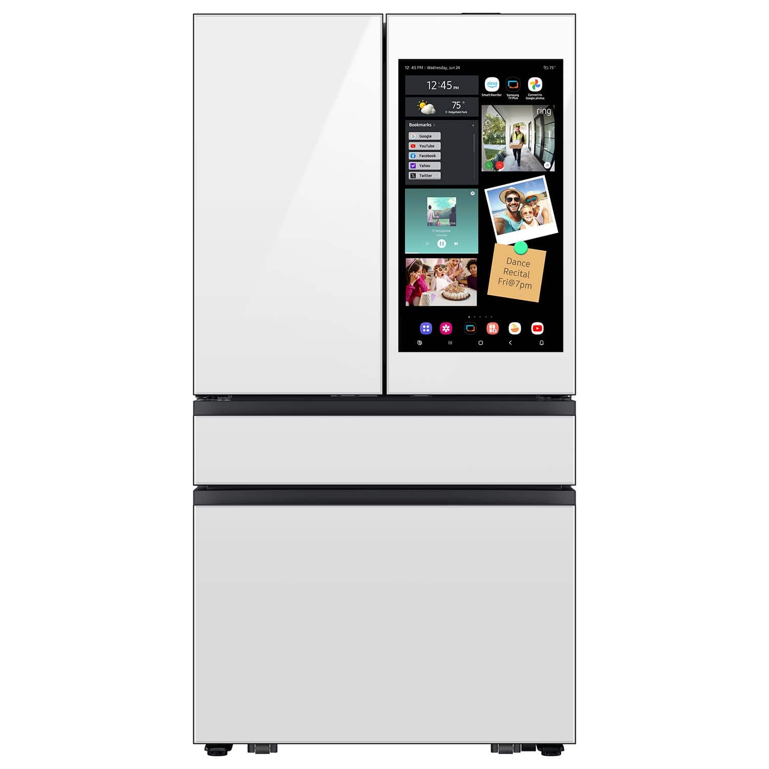 Samsung - Bespoke 29 cu. ft. 4-Door French Door Refrigerator with AI Family Hub+ - White Glass - Front_Zoom