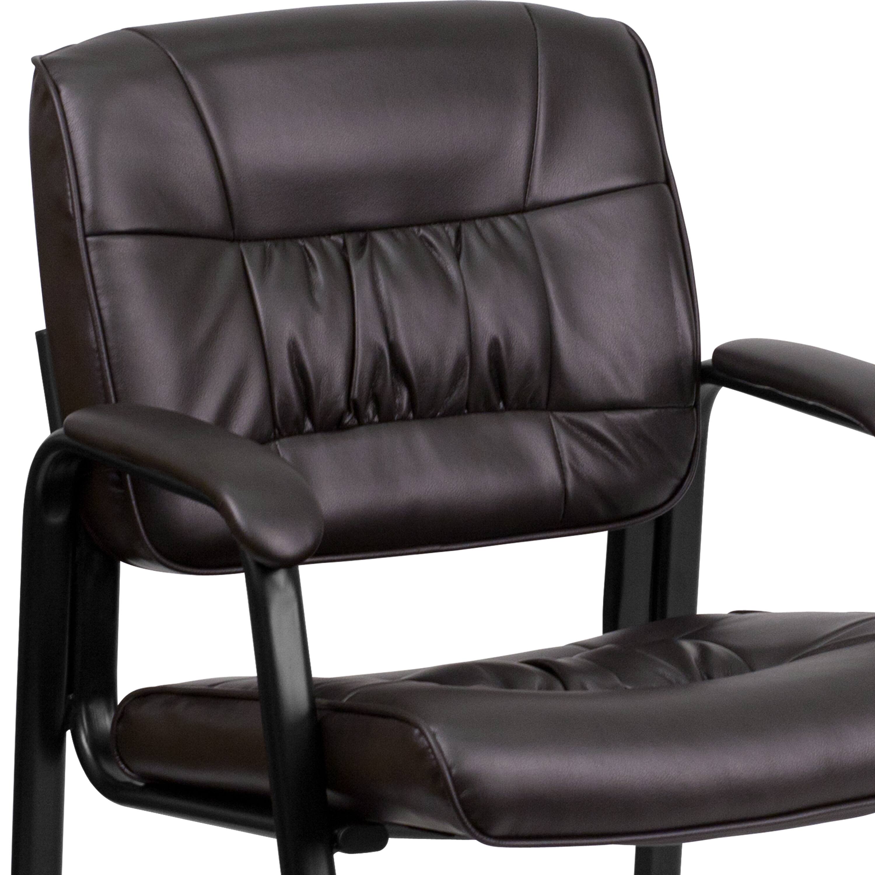 Alt View 9. Emma + Oliver - Faux Leather Executive Reception Chair with Powder Coated Frame - Brown LeatherSoft/Black Frame.