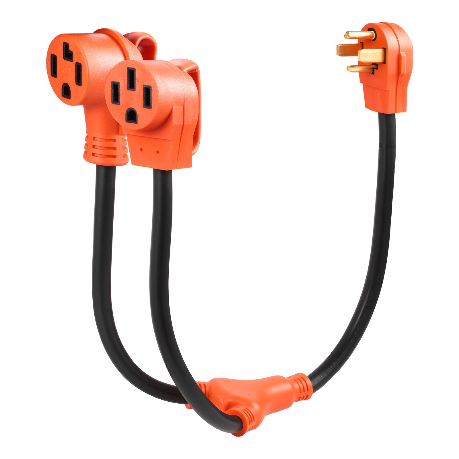 Alt View 5. VEVOR - Y Splitter Adapter, 30 Amp, 4 Prong Outlet 240 Volt Dryer to EV Charger Adapter, NEMA 14-30P to 14-30R/14-50R, with Grip - Black;Orange.