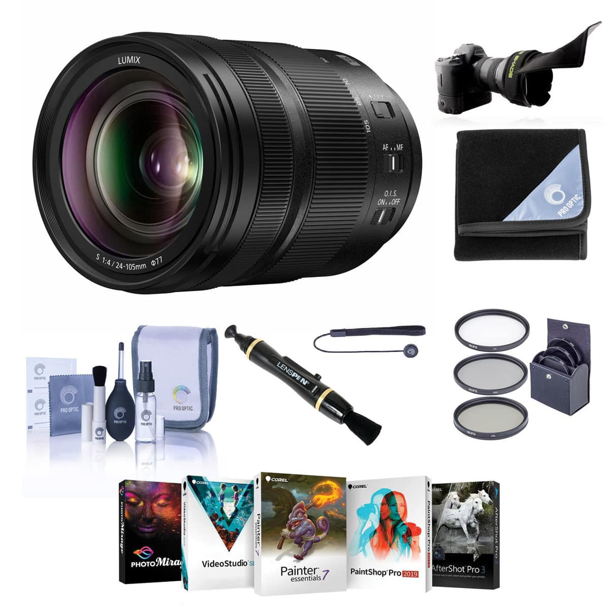 Bundle - Panasonic - LUMIX S 24-105mm f/4 O.I.S. Lens for L Mount w/PC Software Kit