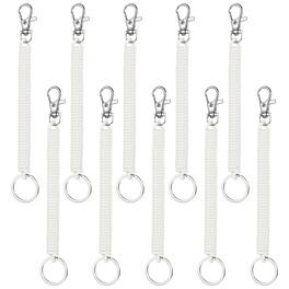 Unique Bargains - Coil Keychain 10pcs Spiral Retractable Spring Stretchy Lanyard Antilost Wristlet Bracelet for Purse, Wallet, Cellphone - Milky White