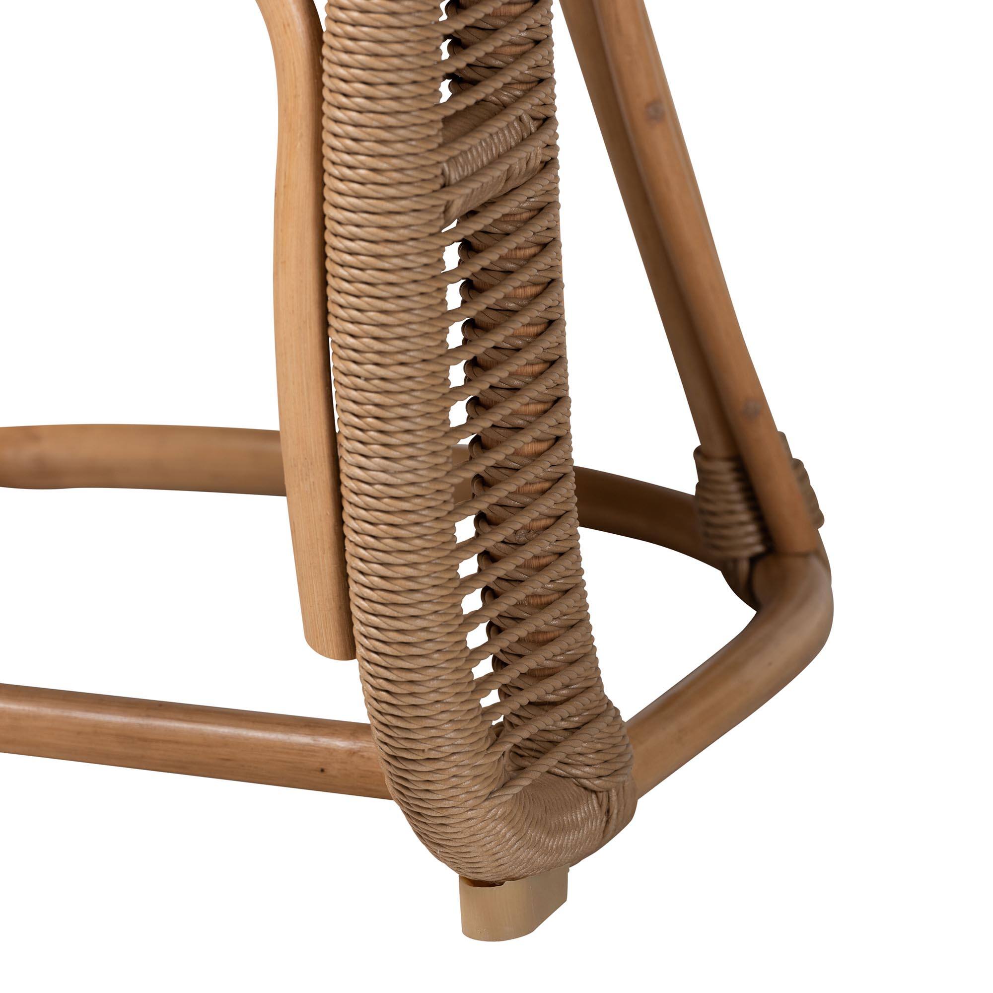 Alt View 2. bali & pari - Isra Natural Rattan Accent Chair with Handwoven Synthetic Wicker – Curved Barrel Back Lounge Chair - Natural Brown.