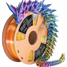 GlowWise - Tri-Color Rainbow Silk PLA, 1.75mm/1KG. Red-Yellow-Blue gradient, shiny finish, ±0.02mm accuracy - Tri-color Red Blue Yellow