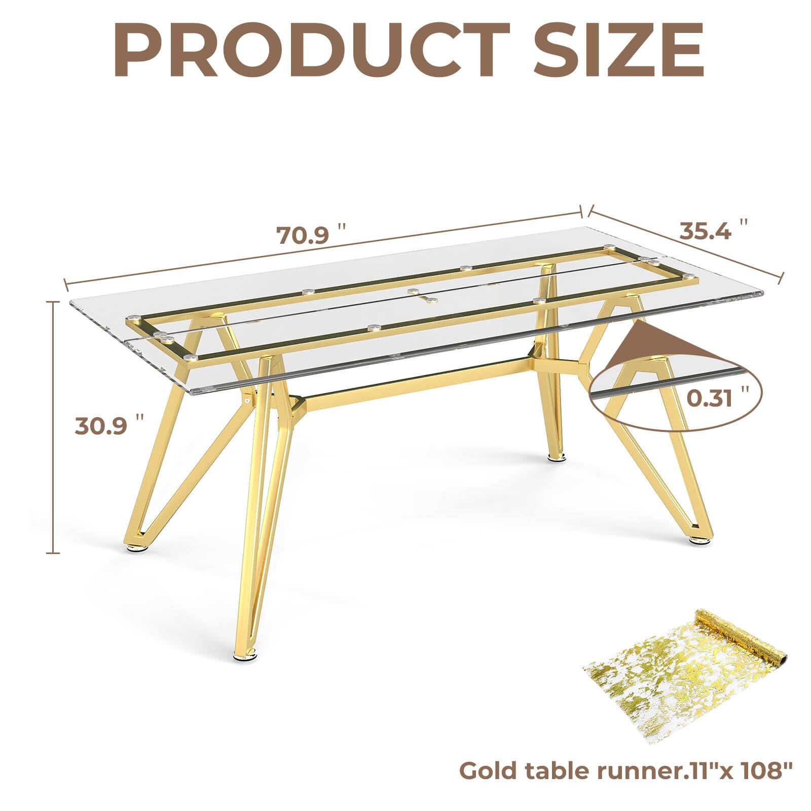 PRODUCT SIZE

70.9"  
35.4"  
30.9"  
0.31"

Gold table runner. 11"x 108"