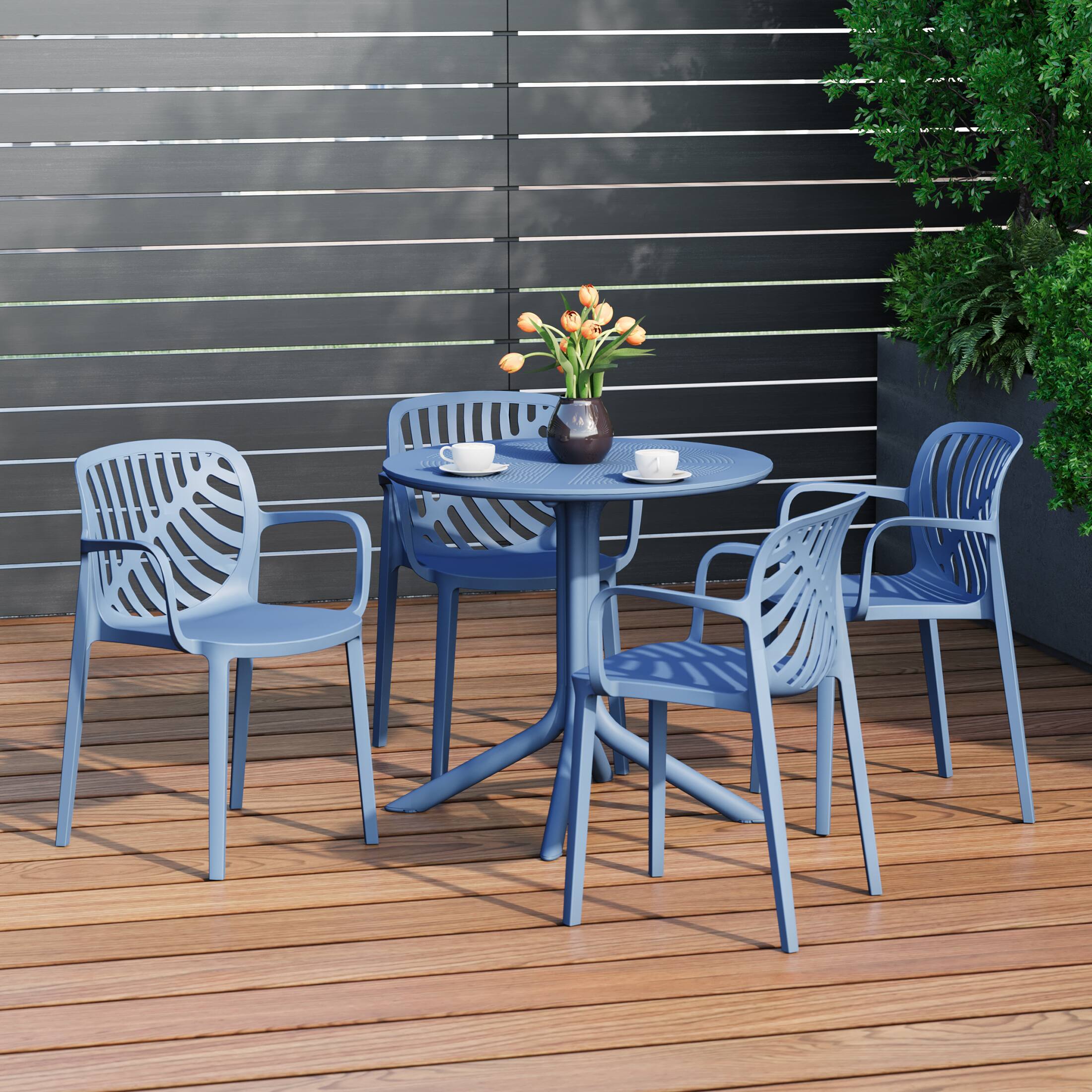 WestinTrends Playa 5 Piece Outdoor Resin Round Patio Dining Table Set ...