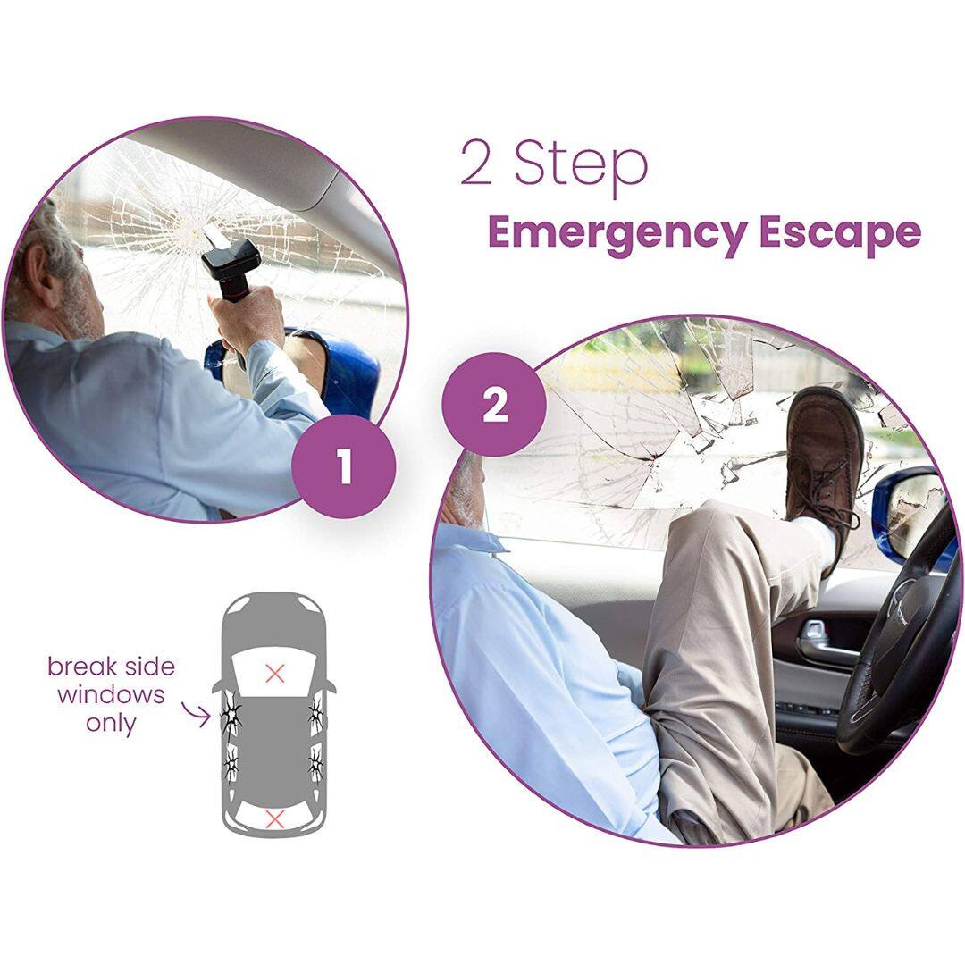 2 Step Emergency Escape

1. break side windows only

2.