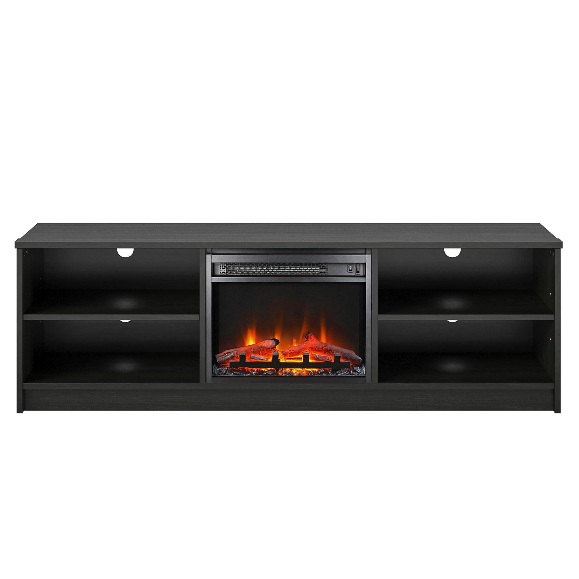 Front. Ameriwood Home - Noble 65” TV Stand with Electric Fireplace - Black Oak.