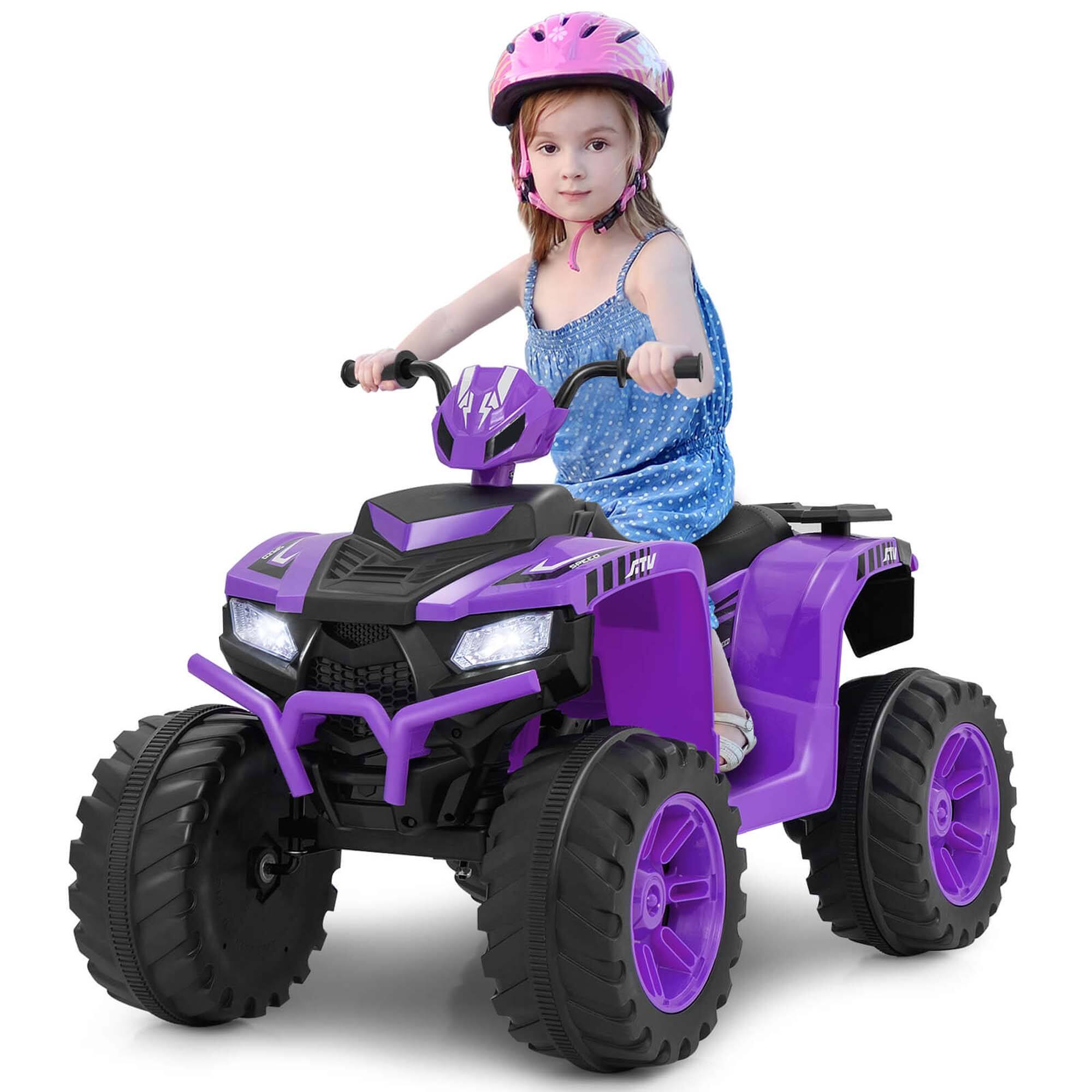 Costway - 24V Kids Ride-On Electric ATV 4-Wheeler Quad Car with Wireless Connection - Purple