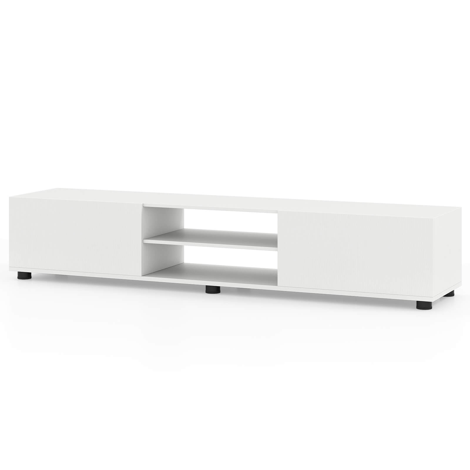 Alt View 8. Costway - Costway TV Stand for up to 70" TVs, Media Console Table with Double Doors & Open Shelves - White.