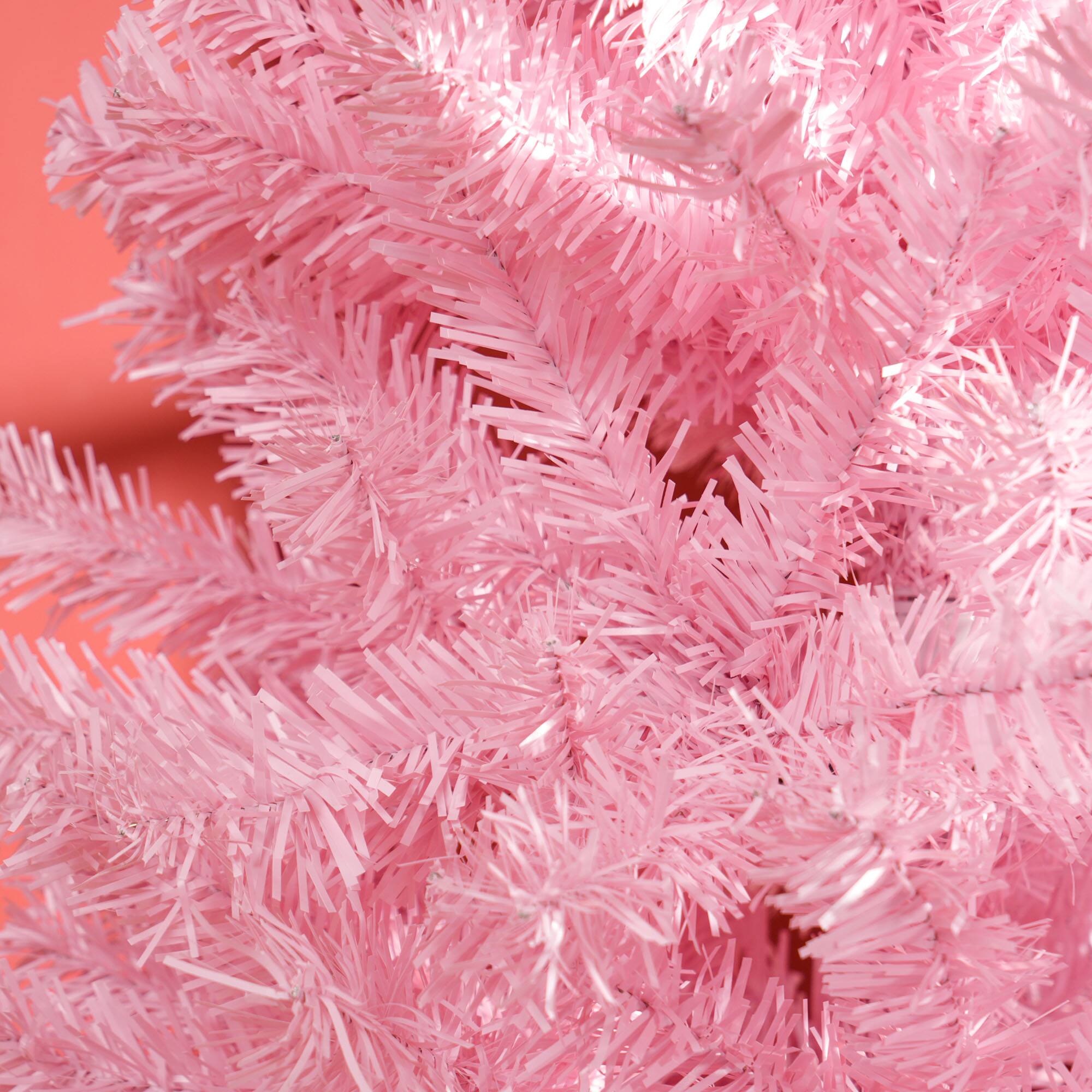 Alt View 7. Ecooso - 8' Tall Unlit Slim Douglas Fir Artificial Christmas Tree with 1168 Realistic Branch Tips - Pink.