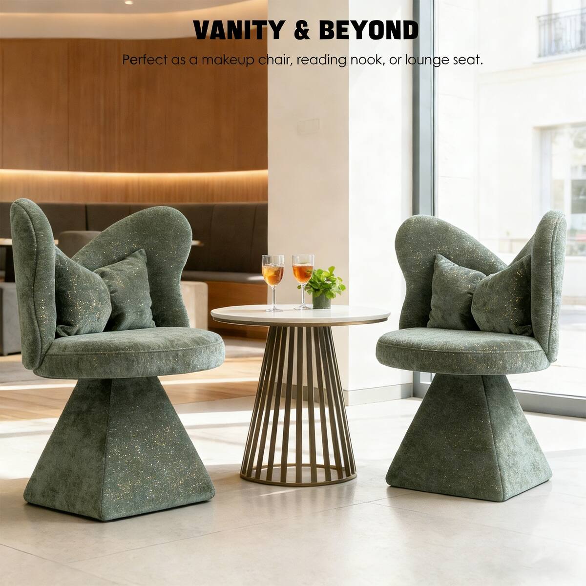 VANITY & BEYOND  
Perfect as a makeup chair, reading nook, or lounge seat.