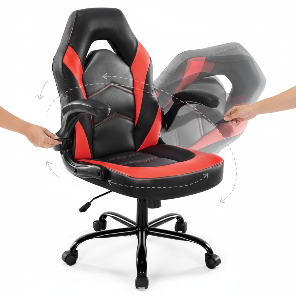 Alt View 6. AOITUN - Gaming Computer Chair Ergonomic Office Chair Desk Chair with Wheels for Adults Women Men Red - Red.