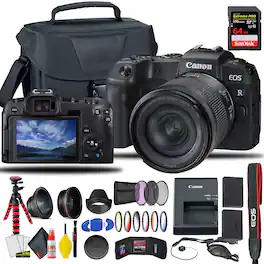 Canon - EOS RP Mirrorless Digital Camera with 24-105mm f/4-7.1 Lens + Extra Battery + Filters + EOS Camera Bag + More