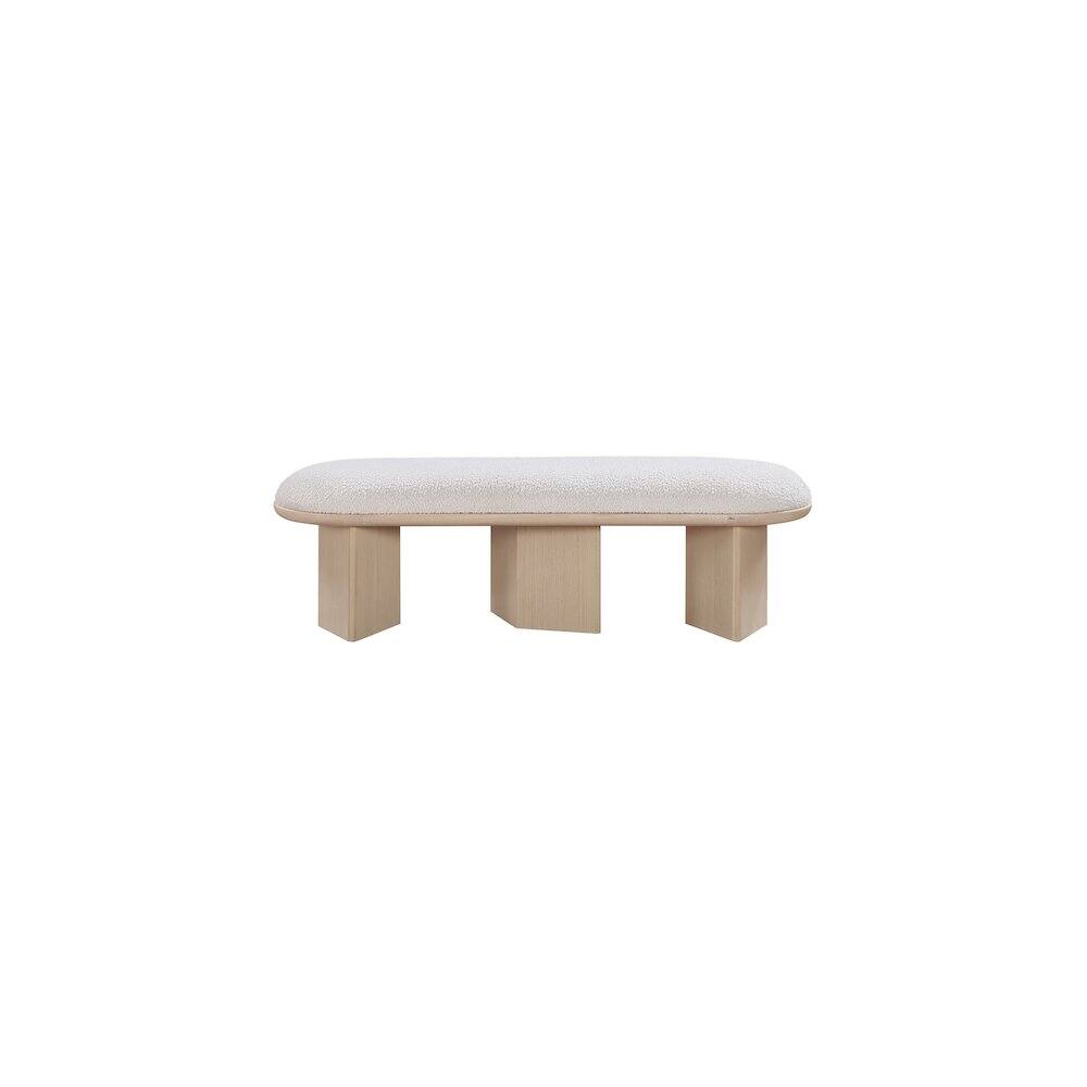 Alt View 3. Meridian Furniture - Wilshire Cream Boucle Fabric Bench - Beige.