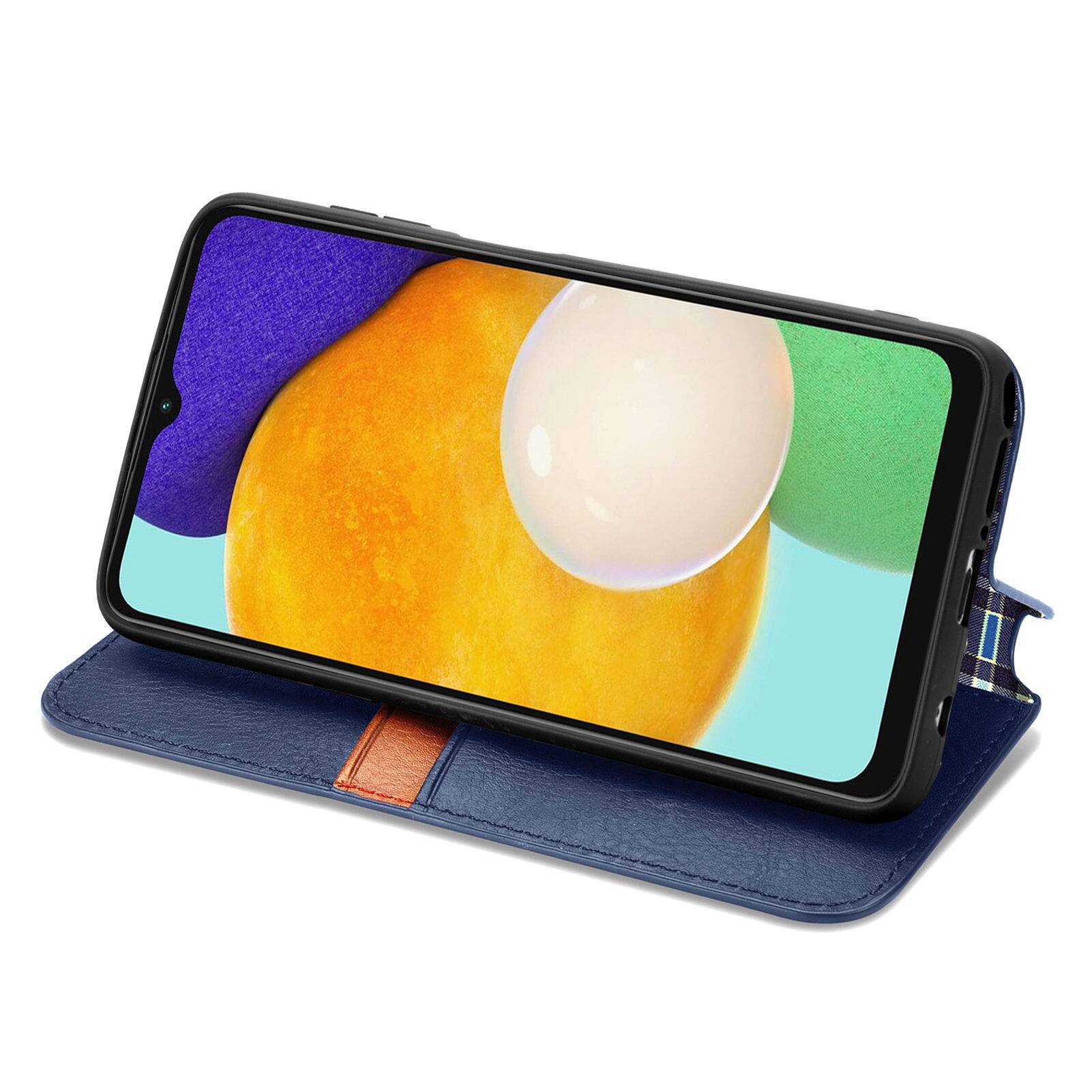 Left. Dteck - Magnetic Wallet Case For Samsung Galaxy S25 Ultra, Shockproof PU Leather Flip Folio RFID Blocking Card Cover - Blue.