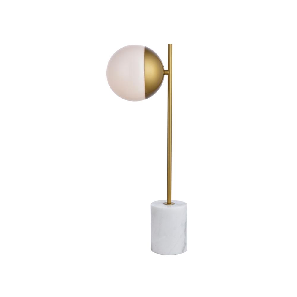 Alt View 2. Living District - Eclipse 1 Light Brass Table Lamp With Frosted White Glass - Brass And Frosted White.