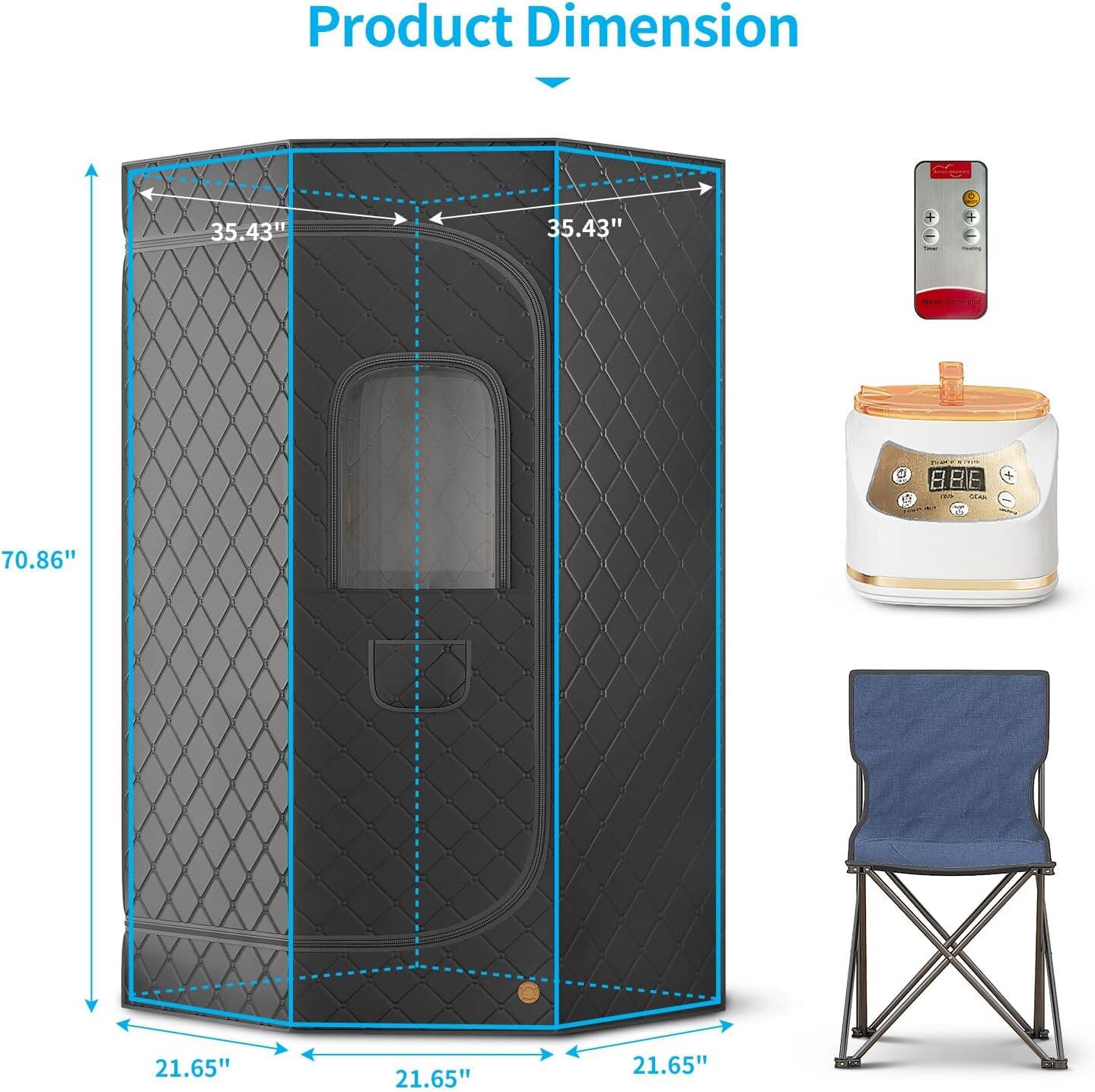Product Dimension

- Width: 35.43"
- Depth: 35.43"
- Height: 70.86"
- Base: 21.65" x 21.65" x 21.65"